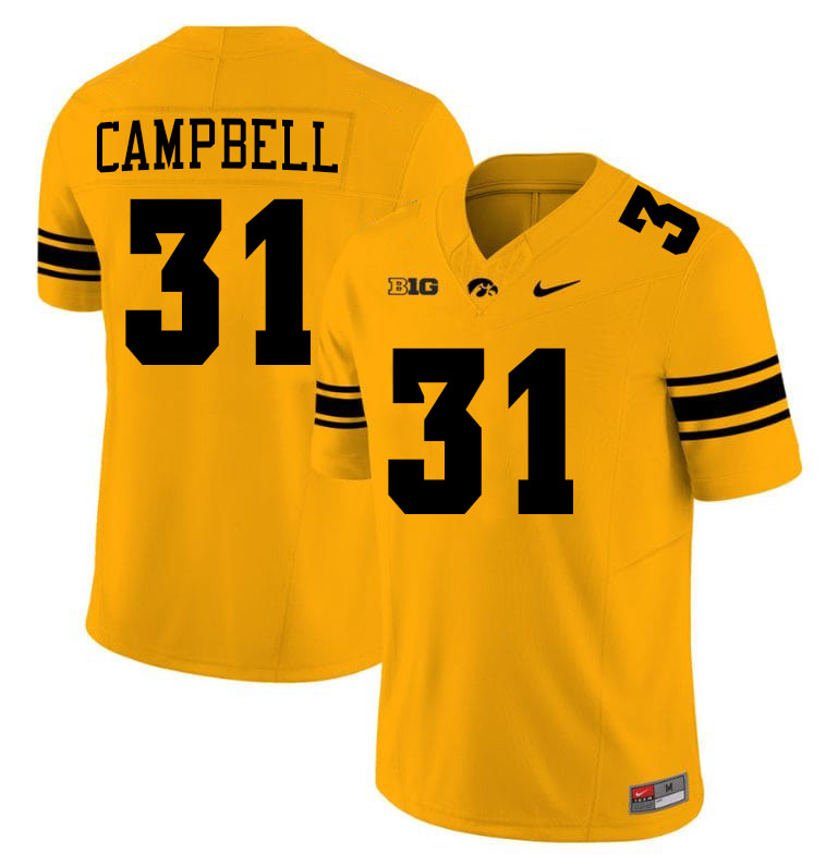 Jack Campbell Iowa Jersey,University Of Iowa Hawkeyes Fotoball Uniforms,Jersey,Gears-Gold